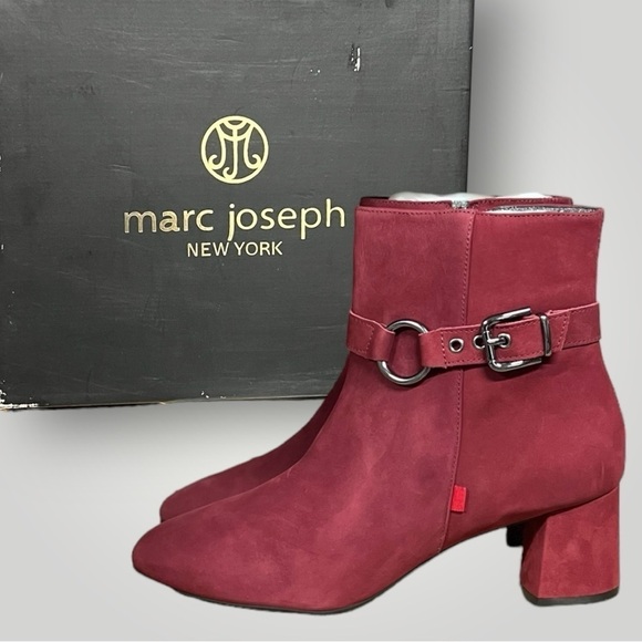 🌻NEW Marc Joseph Rouge Nubuck Suede "Madison" Bootie Women's Size 10 - Picture 12 of 13
